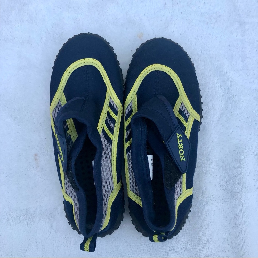 Norty Boys Water Shoes Blue & Yellow Slip On Size Kids 3 Beach Pool